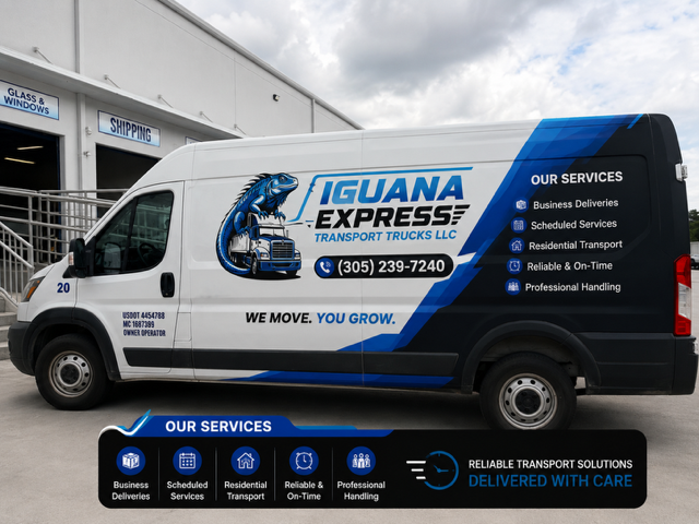 Iguana Express branded delivery van